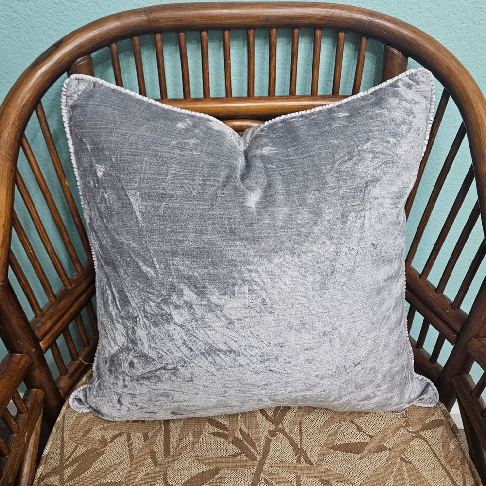 Pier 1 Imports Silver Crushed Velvet Throw Pillow 18x19 Square Accent